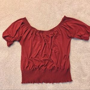 Rue+ Maroon Ragland‎ Sleeve Top 4X
